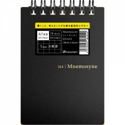 Blocnotes cu Spirala A7 Maruman Mnemosyne 184 Black - White Grid 5 mm - 140 pagini 80g/mp - N184A