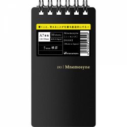 Blocnotes cu Spirala A7 Maruman Mnemosyne 193 Black - White Lined 5 mm - 100 pagini 70g/mp - N193A