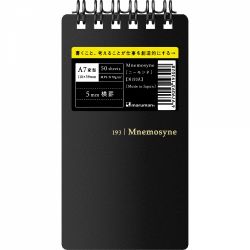 Blocnotes cu Spirala A7 Maruman Mnemosyne 193 Black - White Lined 5 mm - 100 pagini 70g mp - N193A