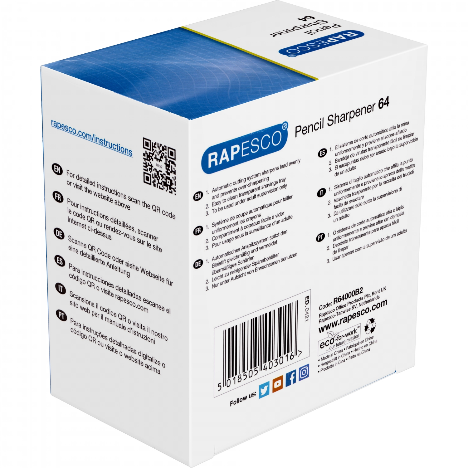 Imagine Produs Ascutitoare cu Cilindru si Manivela Rapesco 64 White