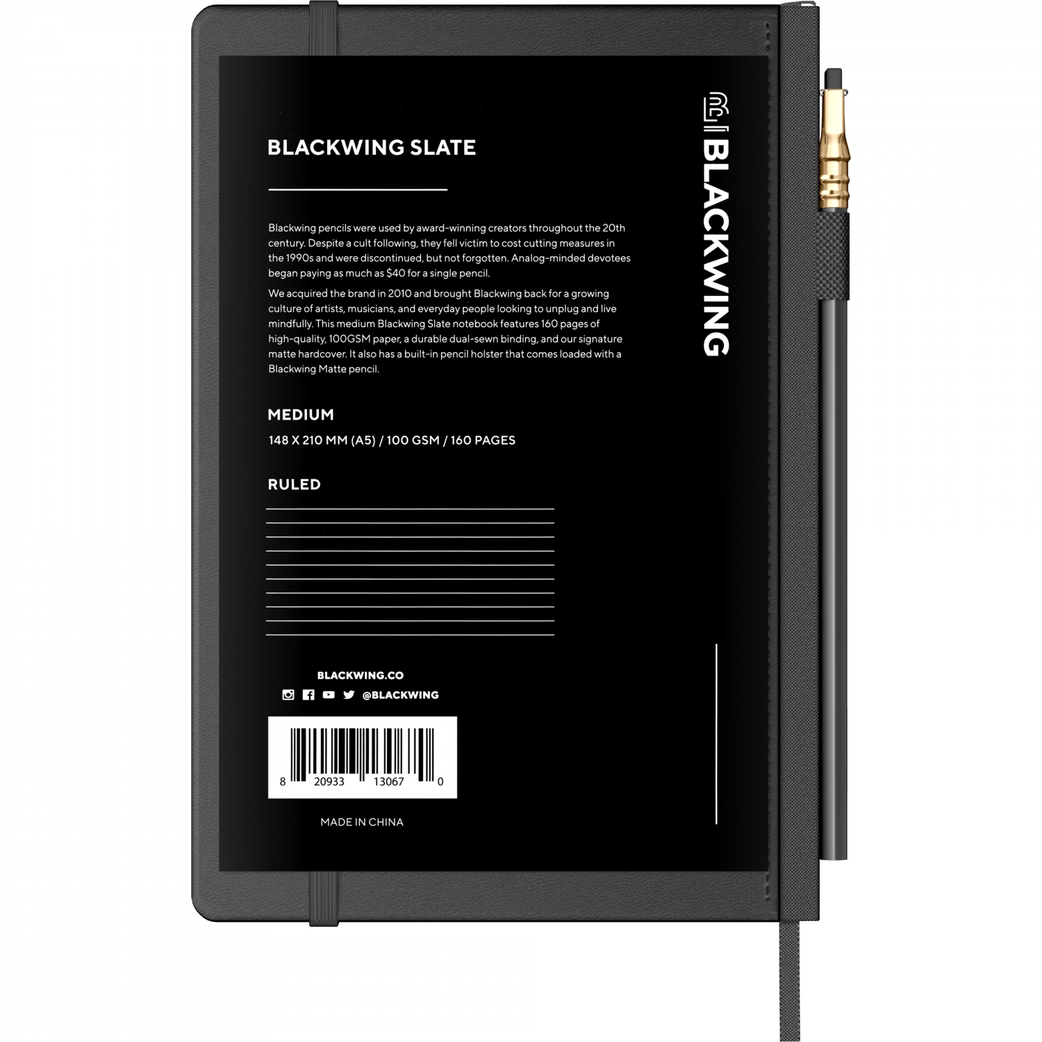 Imagine Produs Caiet A5 Blackwing Slate Black - Ivory Lined 6 mm - 160 pagini 100 g mp