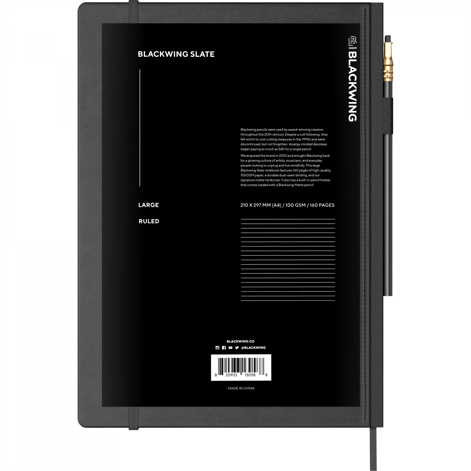 Imagine Produs Caiet A4 Blackwing Slate Black - Ivory Lined 6 mm - 160 pagini 100 g mp