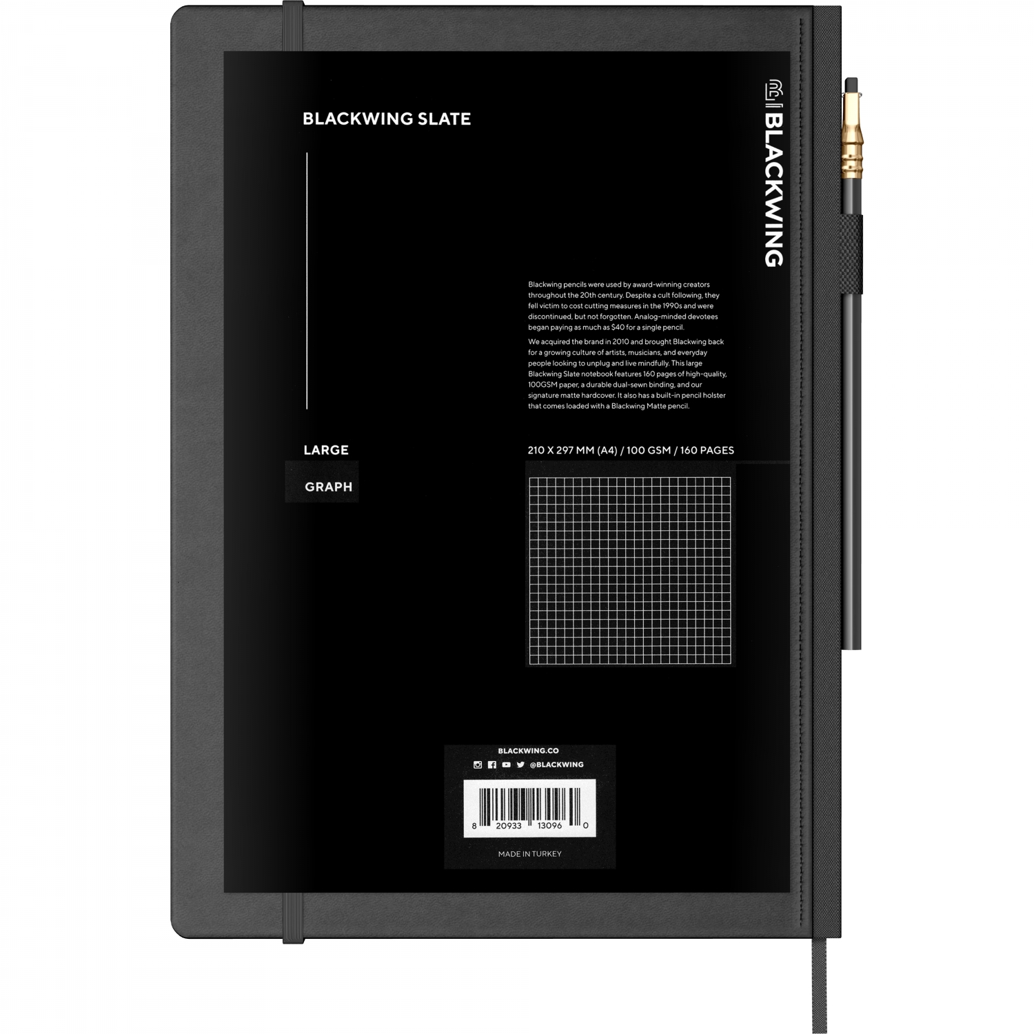 Imagine Produs Caiet A4 Blackwing Slate Black - Ivory Grid 5 mm - 160 pagini 100 g mp