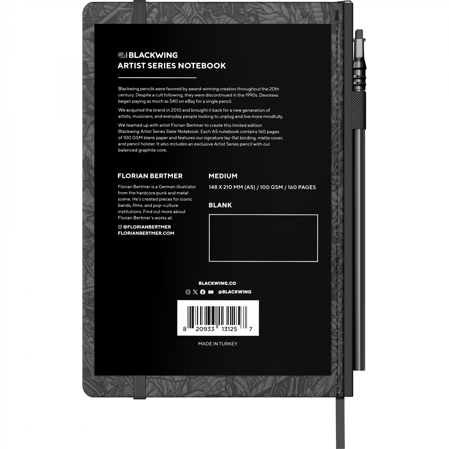 Imagine Produs Caiet A5 Blackwing Slate Artist Series Florian Bertmer - Ivory Plain - 160 pagini 100 g mp