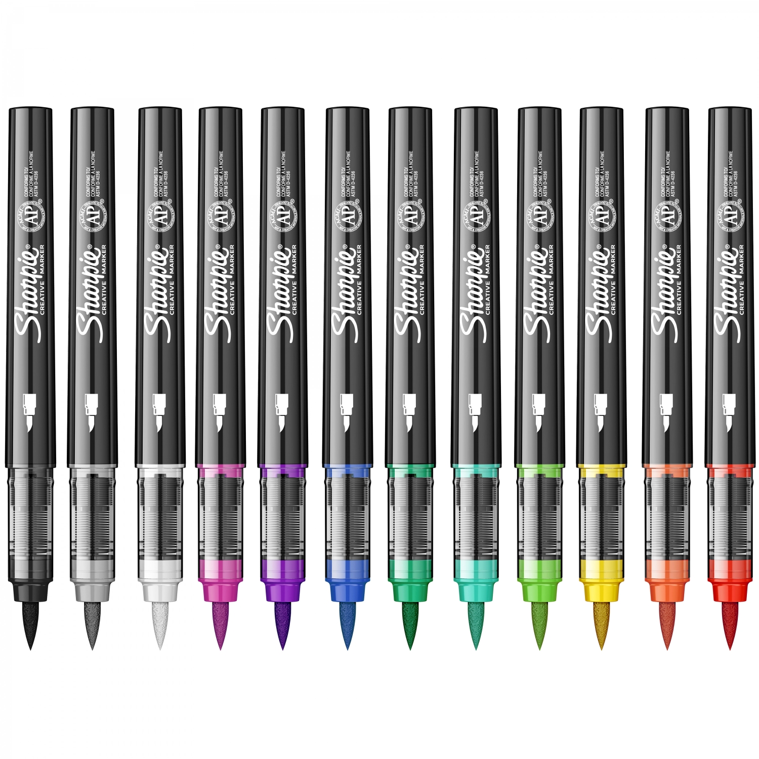 Imagine Produs Set 12 Markere Creativ Brush Sharpie Creative Acrylic Paint Water Based Assorted Colors