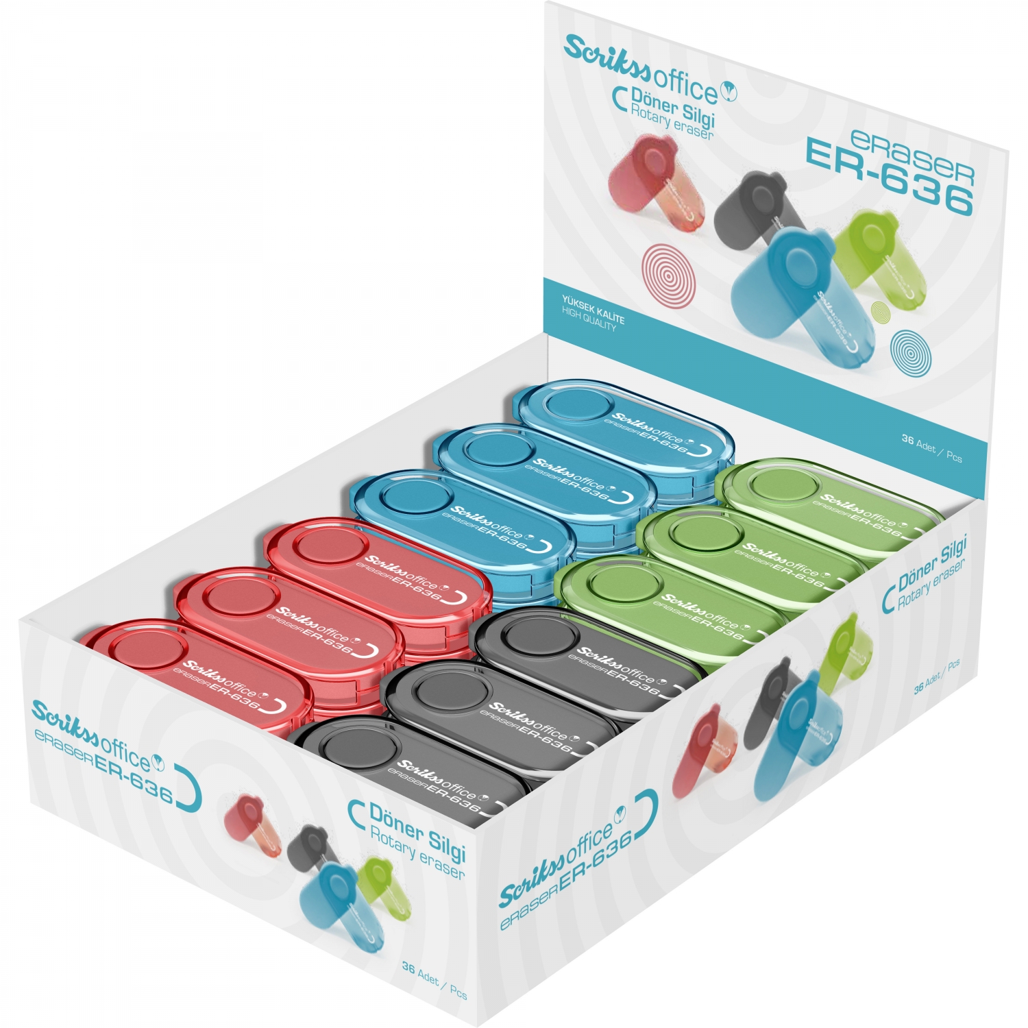 Imagine Produs Radiera Creion cu Suport Scrikss Rotary Eraser ER 636 Blue