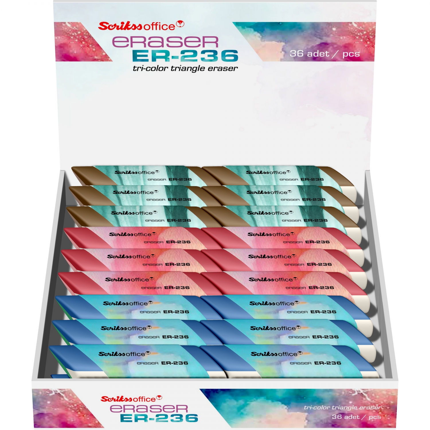 Imagine Produs Radiera Creion Scrikss Triangle Eraser ER 236 Green Blue