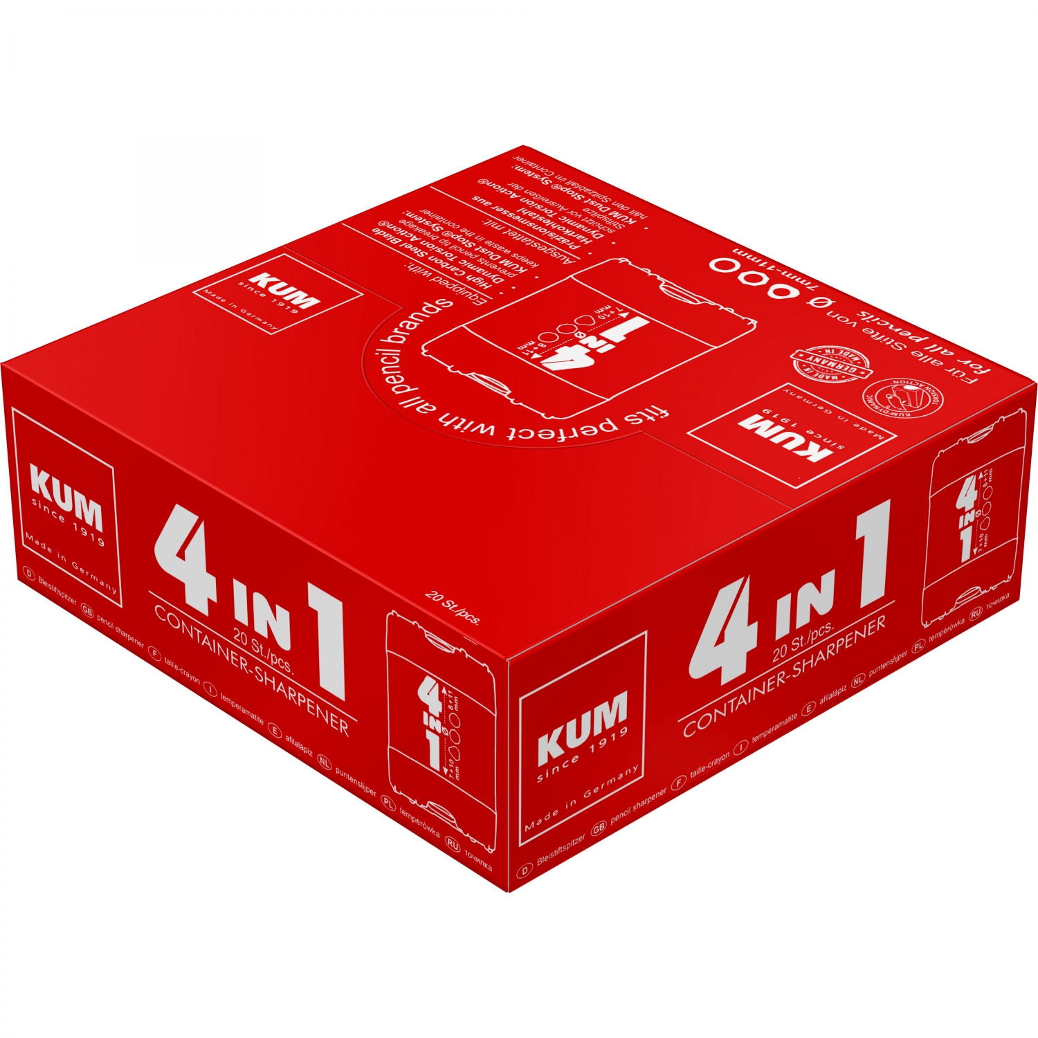 Imagine Produs Ascutitoare Cvadrupla cu Container KUM 4-in-1 K4 Plastic Blue