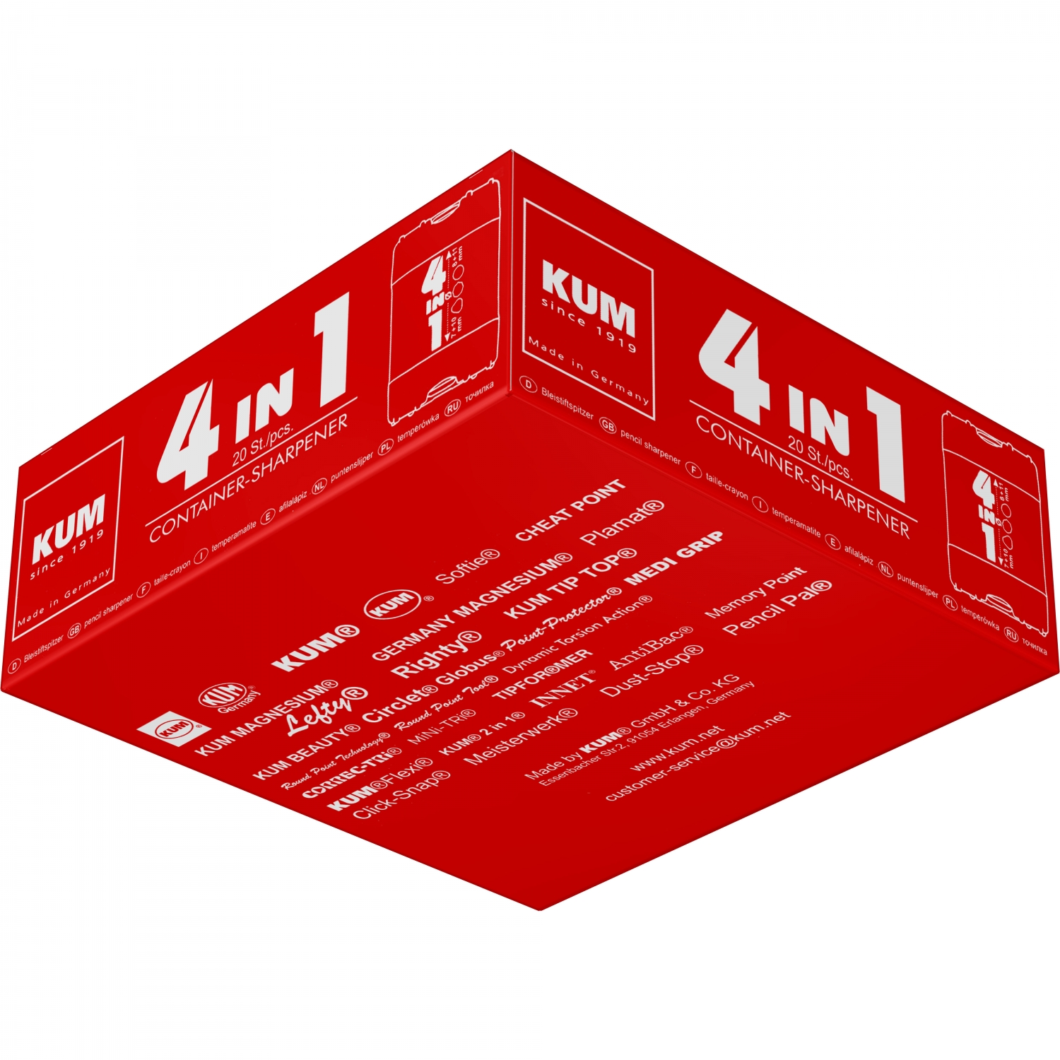 Imagine Produs Ascutitoare Cvadrupla cu Container KUM 4-in-1 K4 Plastic Blue