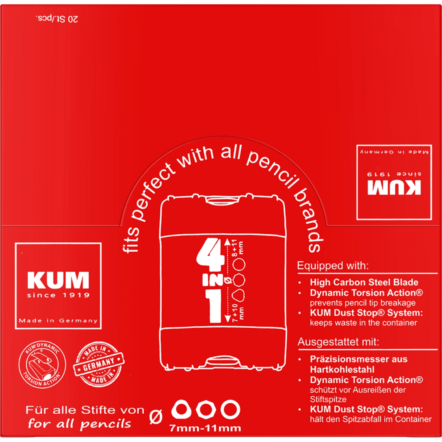 Imagine Produs Ascutitoare Cvadrupla cu Container KUM 4-in-1 K4 Plastic Blue