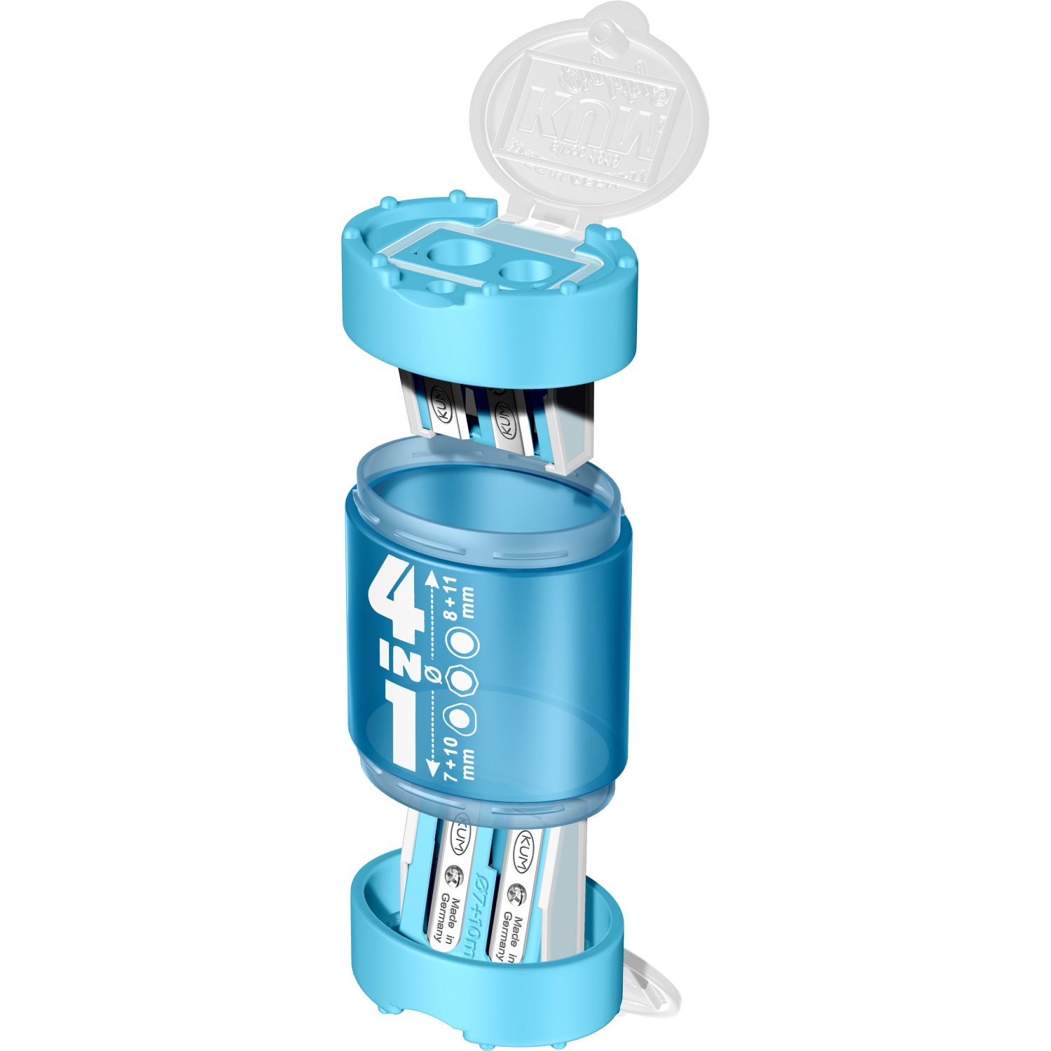 Imagine Produs Ascutitoare Cvadrupla cu Container KUM 4-in-1 K4 Plastic Blue