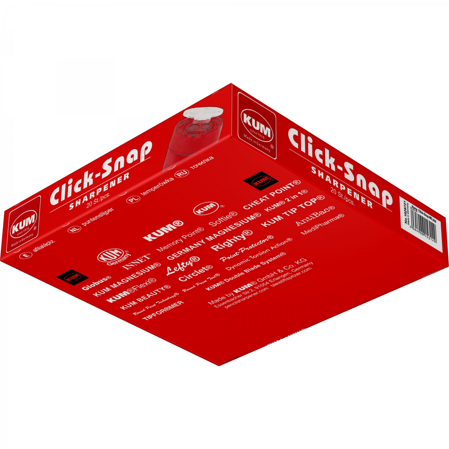 Imagine Produs Ascutitoare Dubla cu Container KUM Click Snap M2 Magnesium Blue