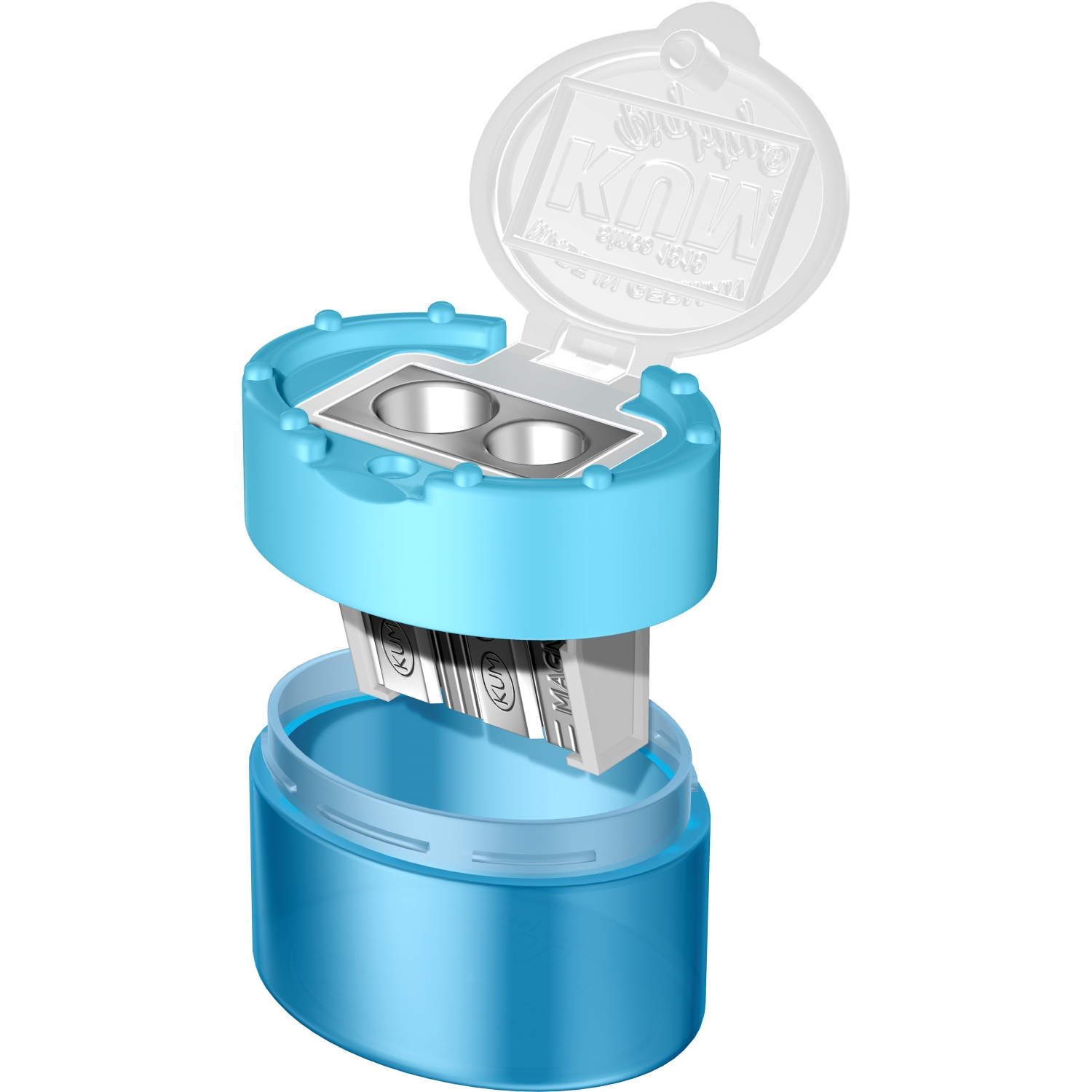 Imagine Produs Ascutitoare Dubla cu Container KUM Click Snap M2 Magnesium Blue