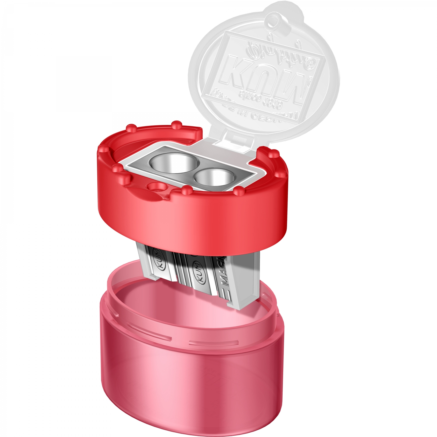 Imagine Produs Ascutitoare Dubla cu Container KUM Click Snap M2 Magnesium Red