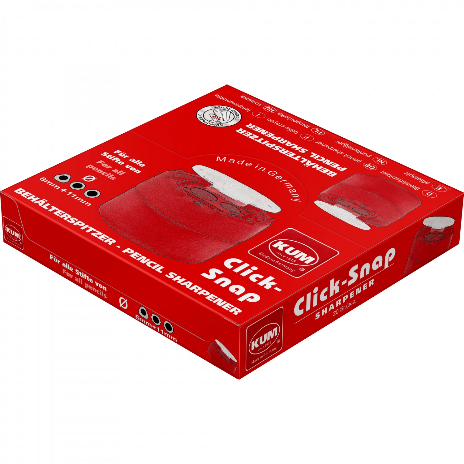 Imagine Produs Ascutitoare Dubla cu Container KUM Click Snap M2 Magnesium Red