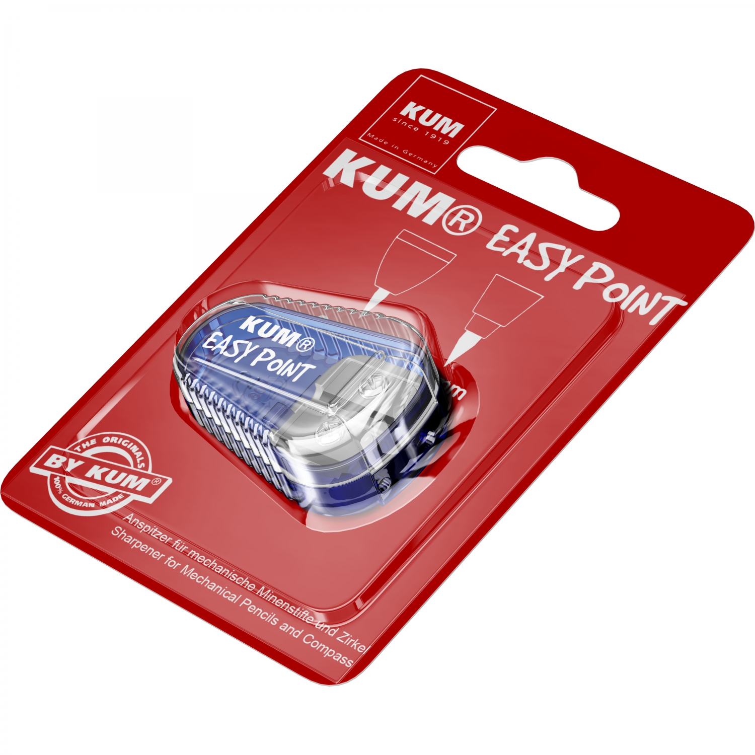 Imagine Produs Ascutitoare Dubla cu Container pentru mina 2 mm 3 mm KUM Easy Point Blister Blue