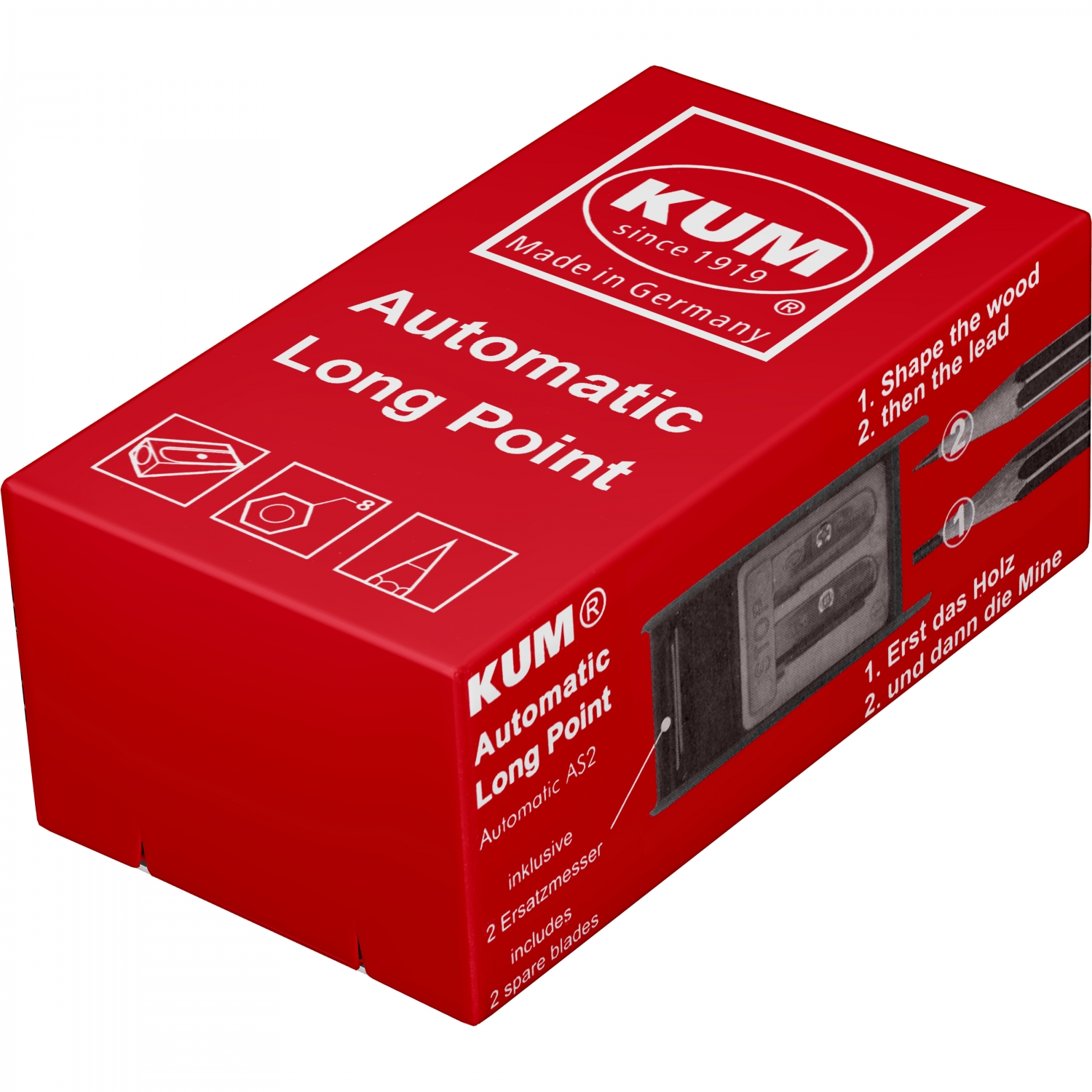 Imagine Produs Ascutitoare cu Container in 2 pasi KUM Automatic AS2 Long Point Red