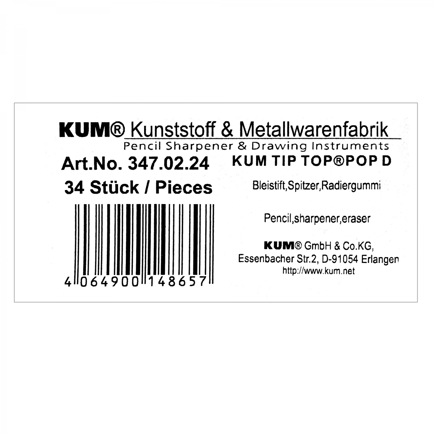 Imagine Produs Creion cu Ascutitoare si Radiera Protectie Cap KUM Tip Top Blue