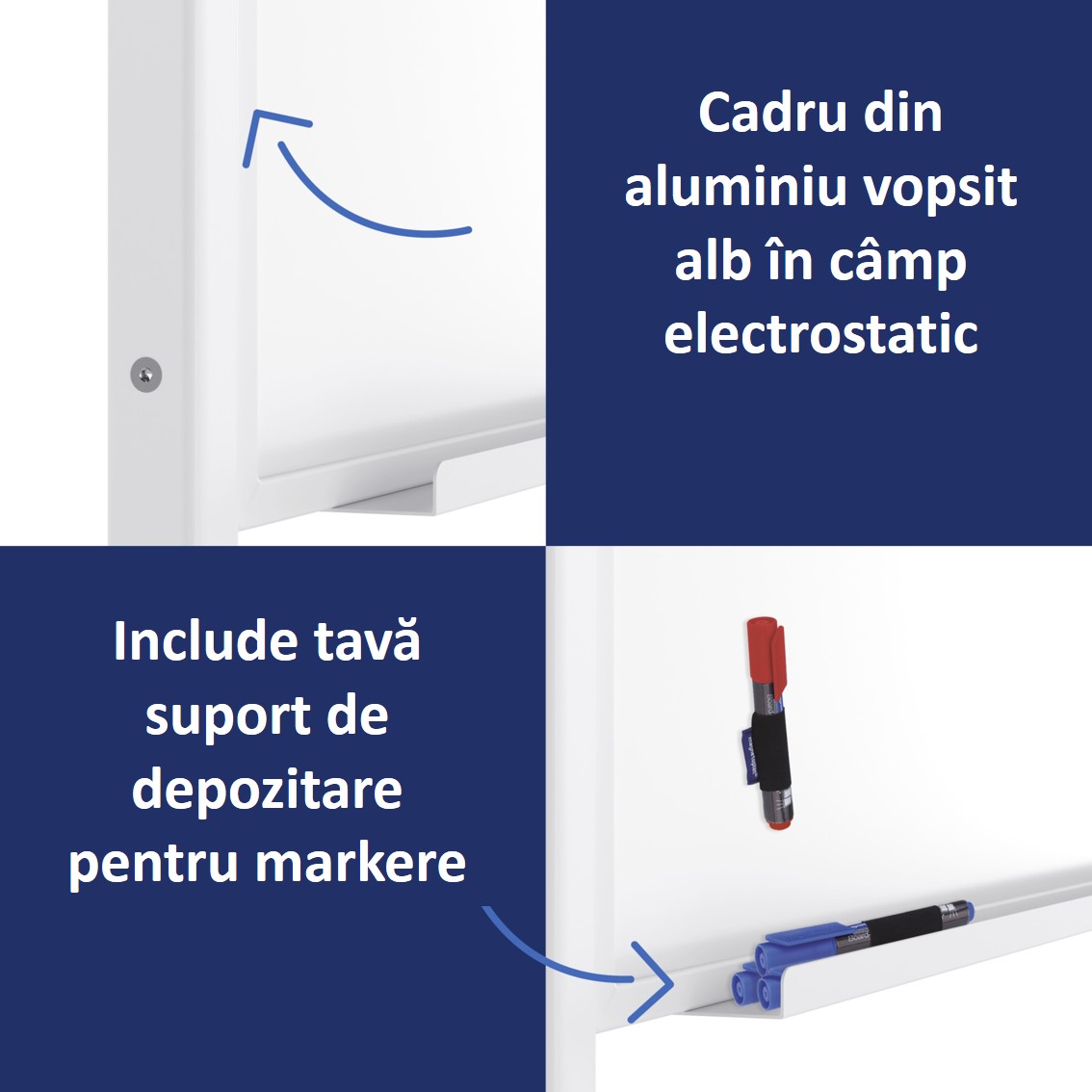Imagine Produs Tabla Multifunctionala 3 in 1 Whiteboard-Flipchart-Pinboard 750 x 1200 mm Magnetoplan Design UniversalBoard Blue