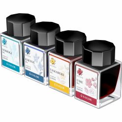 Set 4 Calimara Cerneala 20 ml Sailor Manyo Yomogi Kikyou Yamabuki Ume