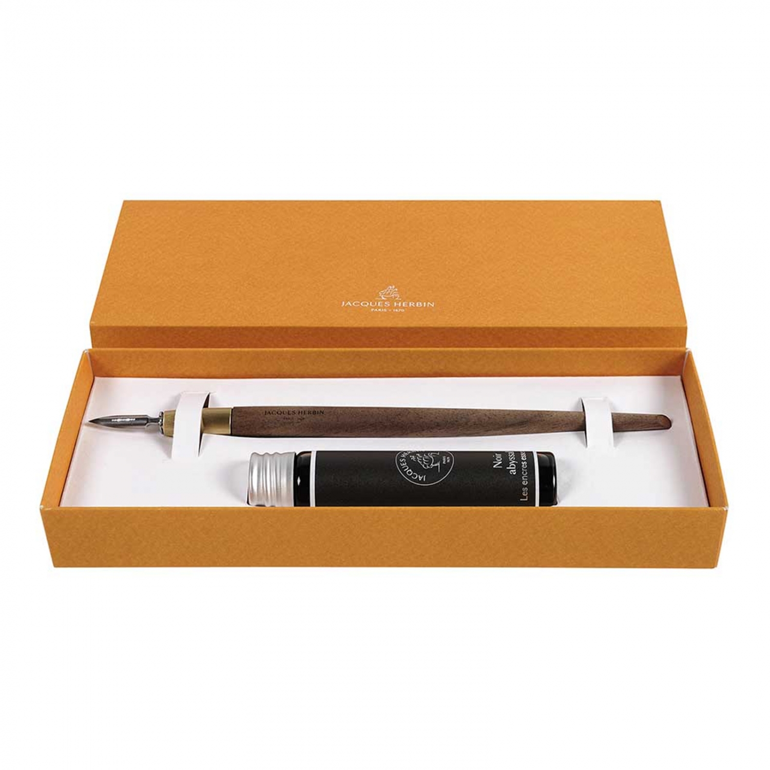 Imagine Produs Set Toc Caligrafic de Lemn 18 cm Jacques Herbin Prestige + calimara 15 ml Herbin Essential Noir Abyssal