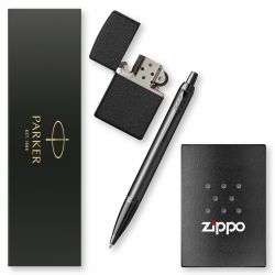 Set Pix Parker IM Royal Achromatic + Bricheta Zippo Mat Black Crackle