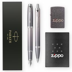 Pachet Parker IM Royal Writing Rituals Grey CT Stilou + Pix + Bricheta Zippo
