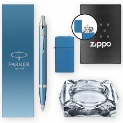 Pachet Parker IM Royal Writing Rituals Peaceful Blue Pix + Bricheta Zippo + Scrumiera
