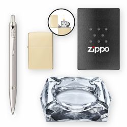 Pachet Parker IM Royal Mono Champagne Pix + Bricheta Zippo + Scrumiera