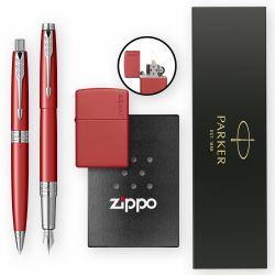 Set Parker Aster Matte Red CT + Bricheta Zippo