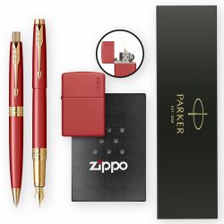 Set Parker Aster Matte Red GT+ Bricheta Zippo