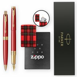 Set Parker Aster Matte Red GT+ Bricheta Zippo