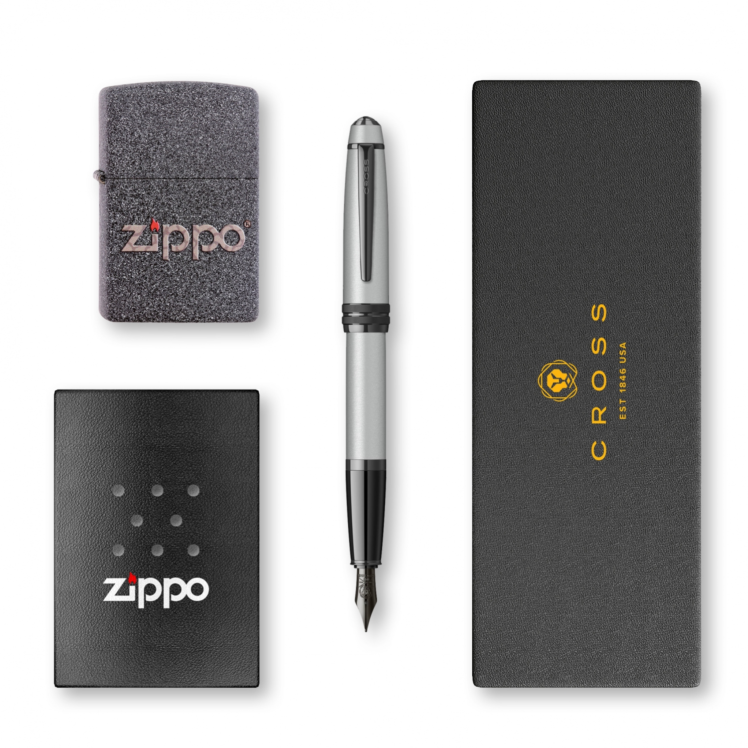 Imagine Produs Set Cross Bailey Matte Grey Stilou + Bricheta Zippo Snake