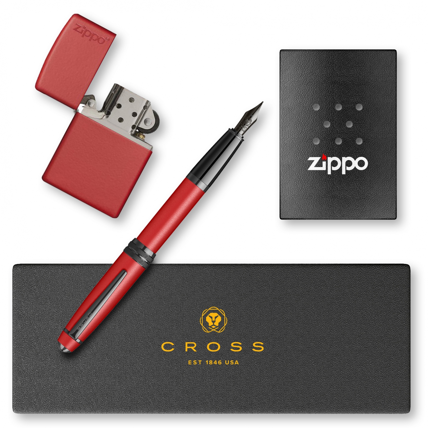 Imagine Produs Set Cross Bailey Matte Red Stilou + Bricheta Zippo Red