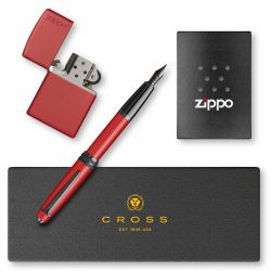Set Cross Bailey Matte Red Stilou + Bricheta Zippo Red