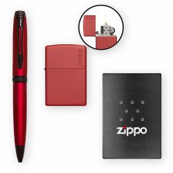 Pachet Zippo Matte Red + Pix Roaming Satin Red