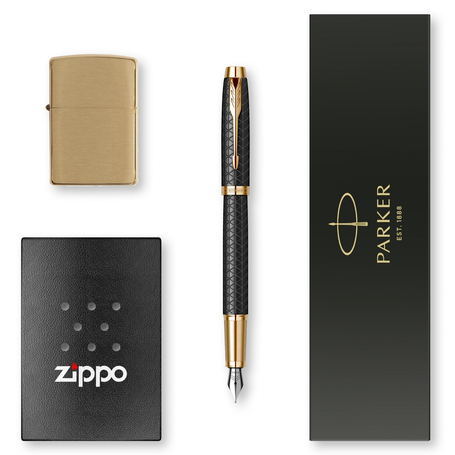 Imagine Produs Pachet Parker IM Premium Black Gold + Zippo Executive
