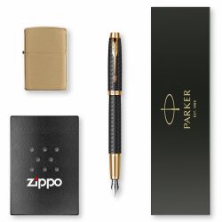 Pachet Parker IM Premium Black Gold + Zippo Executive