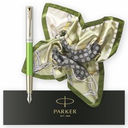 Pachet Parker Vector XL Royal Green Champagne Stilou + Esarfa matase