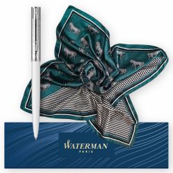 Pachet Waterman Allure DeLuxe White Pix + Esarfa Matase