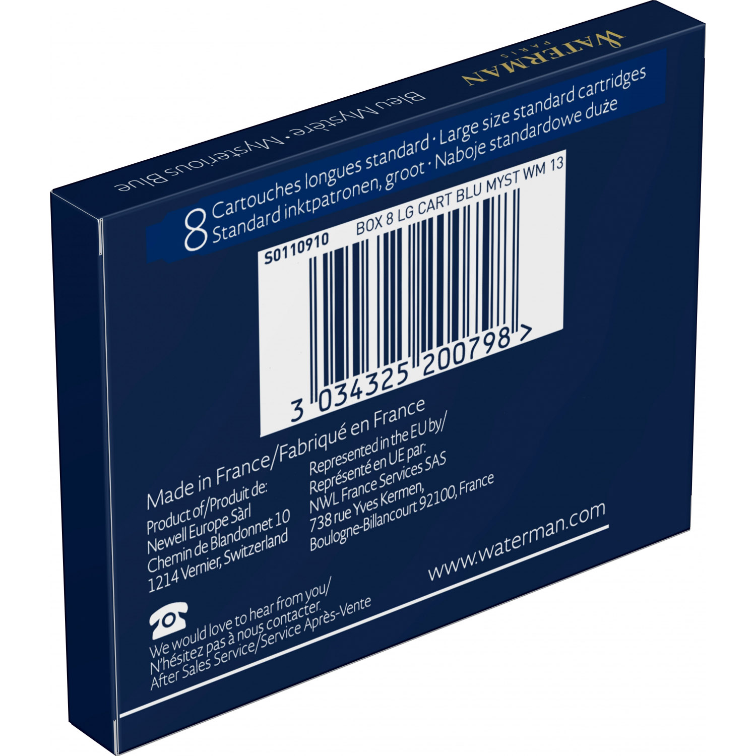 Imagine Produs Set 8 Cartuse Large Size Proprietar Waterman Standard Mystery Blue