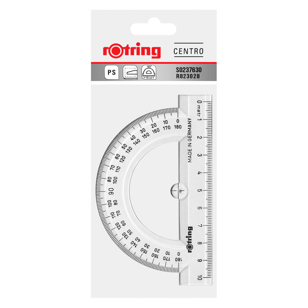 Imagine Produs Raportor plastic Rotring Centro 10cm - 180°