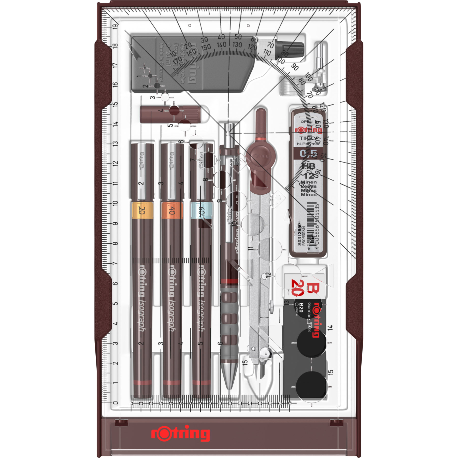 Imagine Produs Set 3 Tragator cu Tus Rotring Isograph Master 0.2 - 0.4 - 0.6