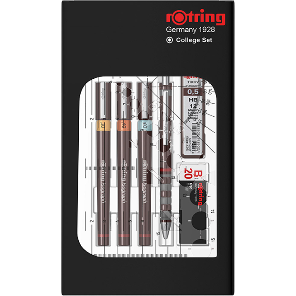 Imagine Produs Set 3 Tragator cu Tus Rotring Isograph College 0.2 - 0.4 - 0.6