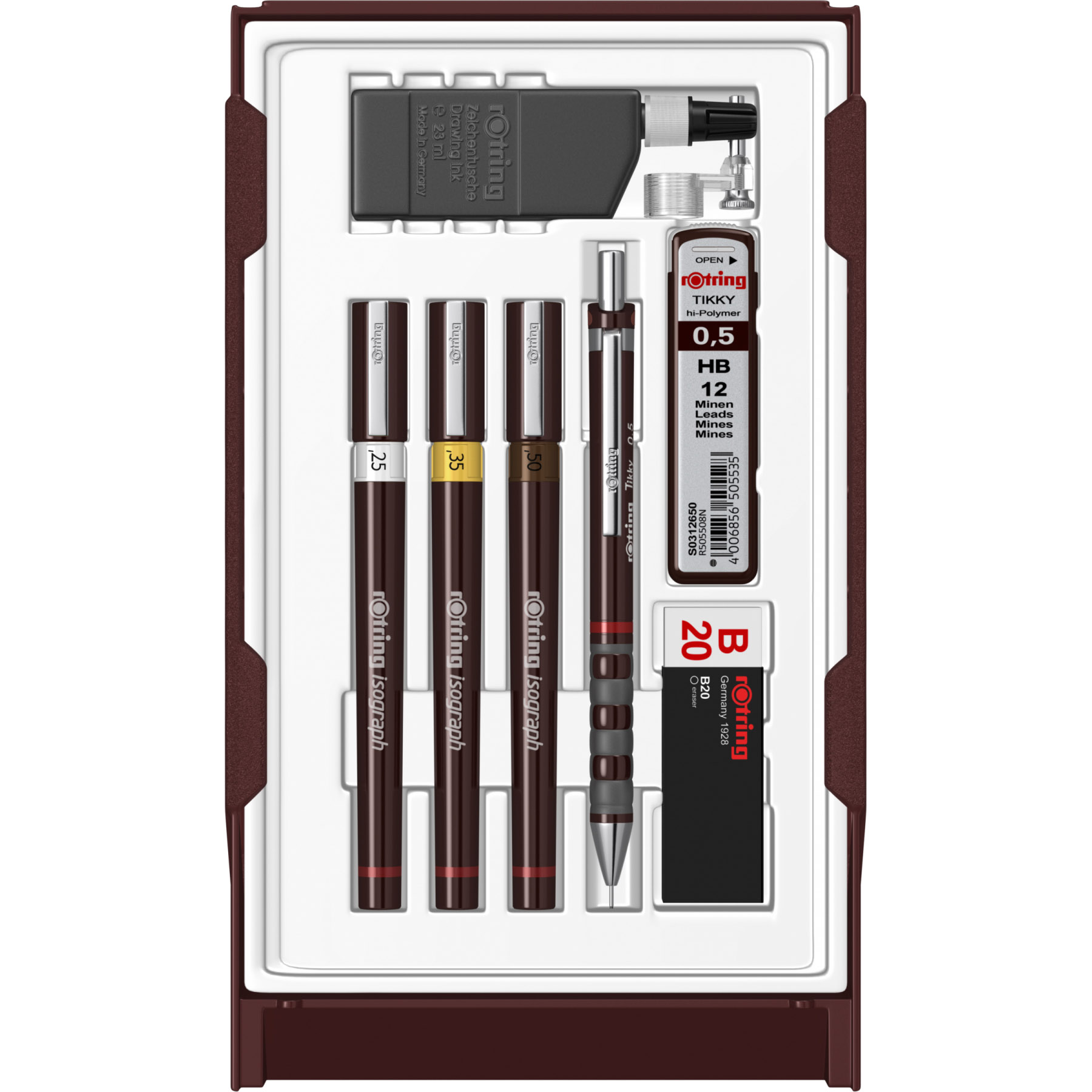 Imagine Produs Set 3 Tragator cu Tus Rotring Isograph College 0.25 - 0.35 - 0.5