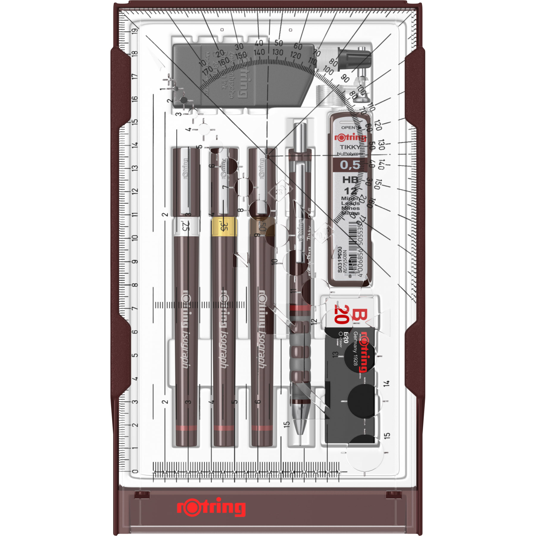 Imagine Produs Set 3 Tragator cu Tus Rotring Isograph College 0.25 - 0.35 - 0.5