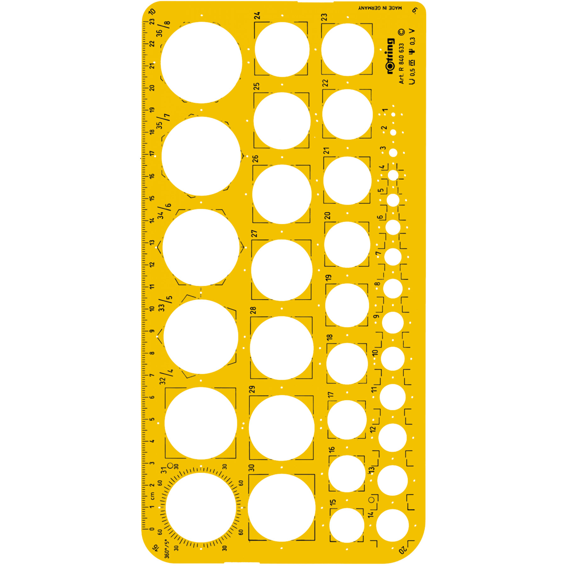 Imagine Produs Sablon Cercuri Rotring Orange Line 1-36 mm