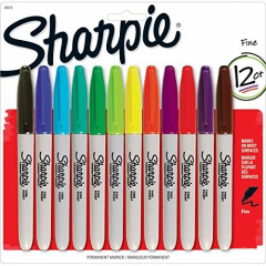 Set 12 Markere Permanente Bullet Sharpie Fine Point Assorted Colors