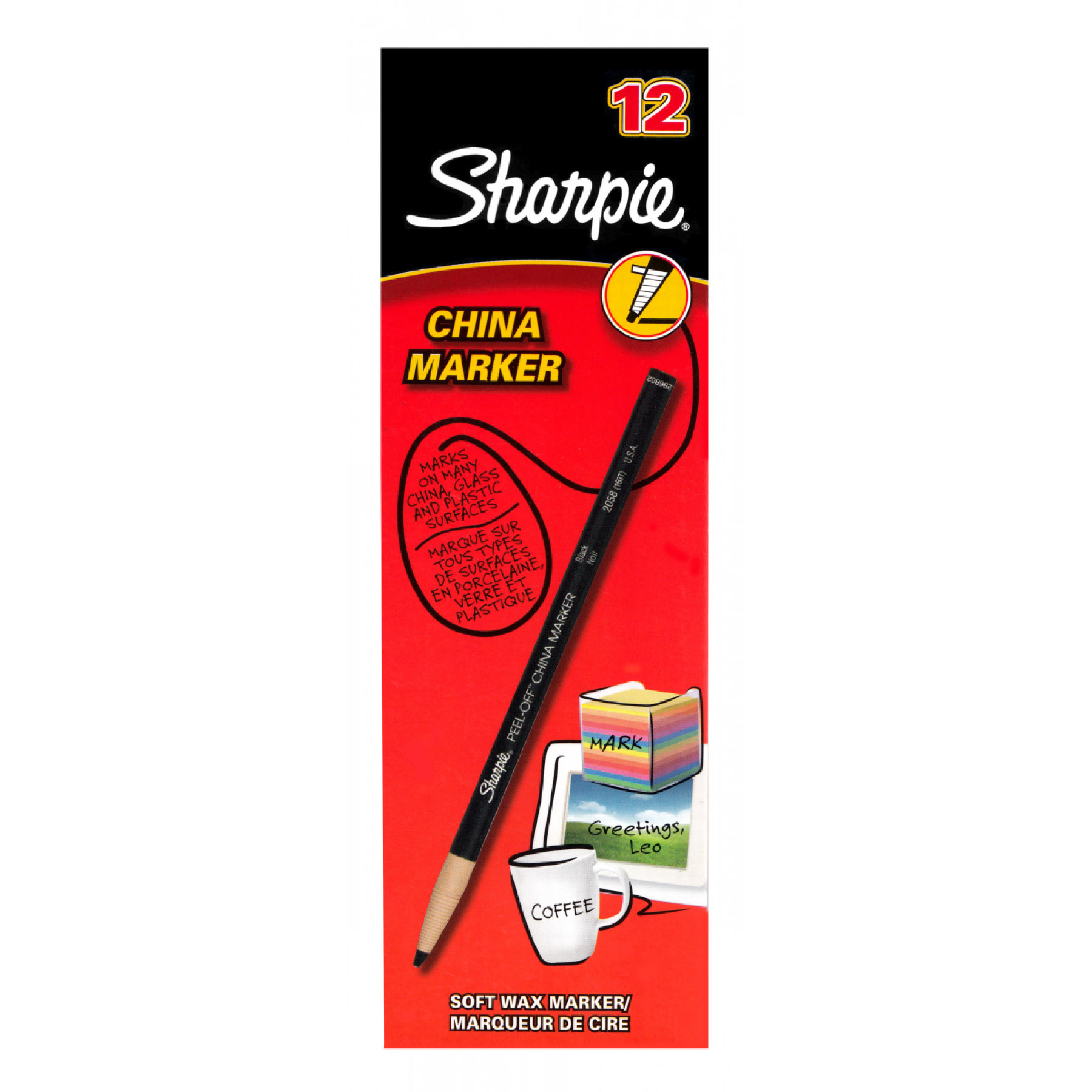 Imagine Produs Marker Uscat pentru Portelan Sharpie Peel Off China Black