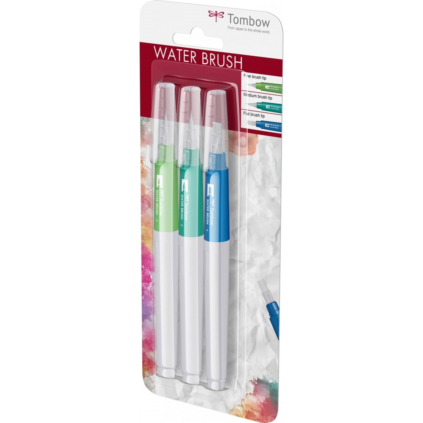 Imagine Produs Pensula Acuarela cu Rezervor Tombow Water Brush Set 3 - Fin - Mediu - Flat